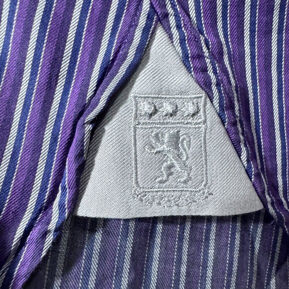 Ermenegildo Zegna Men’s Purple Striped 100% Cotton Long Sleeve Dress Shirt XL - Picture 7 of 8